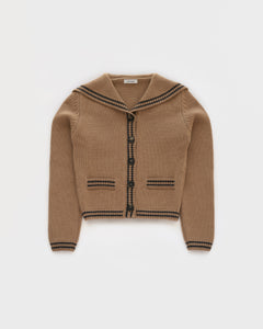 Sailor-Collar Cardigan in Brown Sugar Lambswool