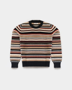 Multi-Stripe Crewneck in Sandstorm Lambswool